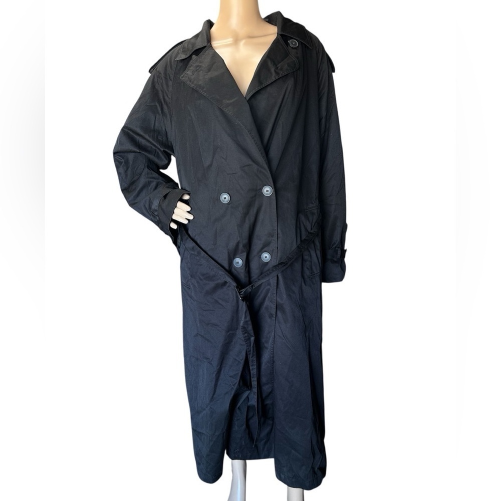 Saxton Hall Longline Full Length Black TrenchCoat Corpcore Fairy GrungeY2K Sz 18
